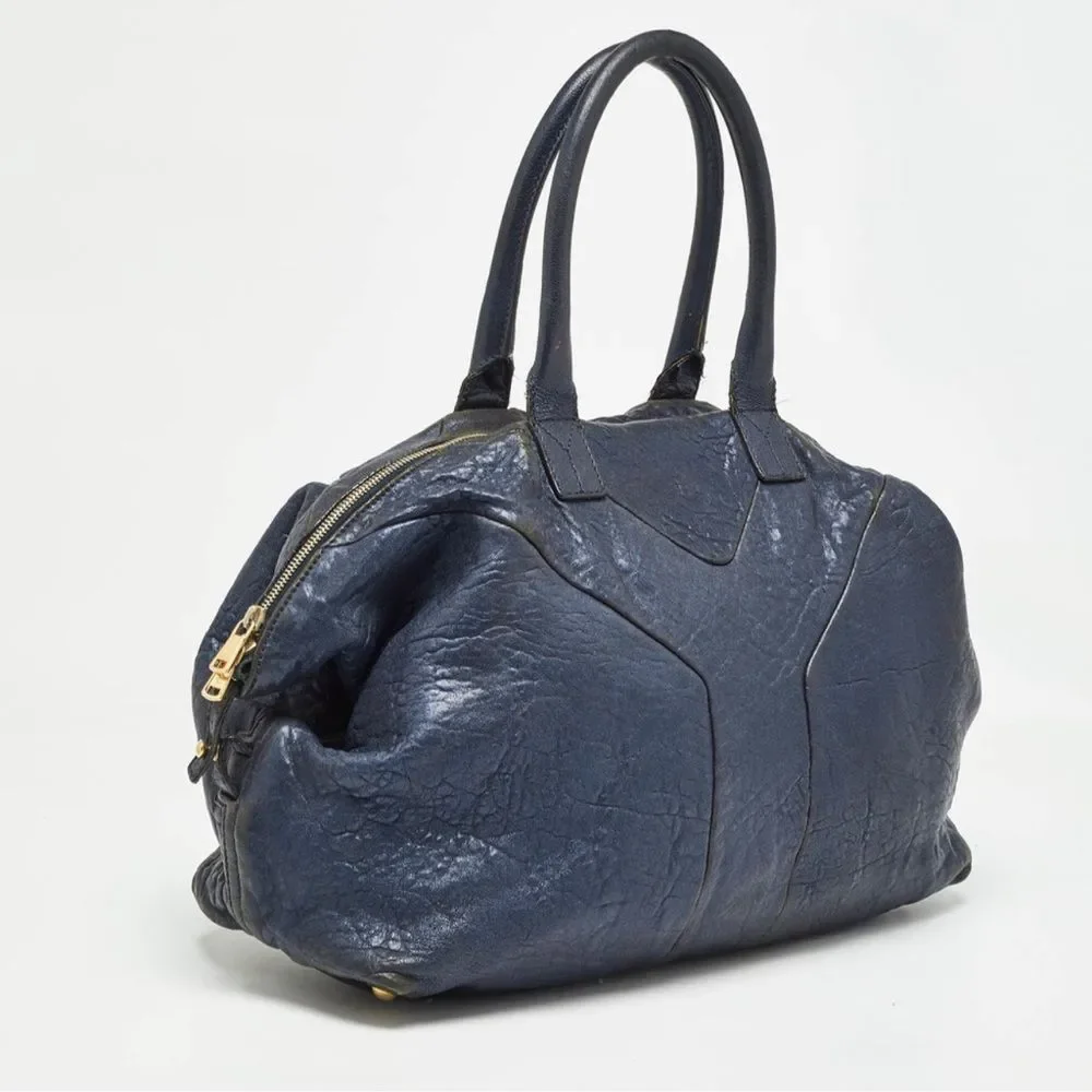 YSL Yves Saint Laurent Pebbled Leather Easy Shoulder Carry All Purse Bag LARGE - Picture 2 of 13